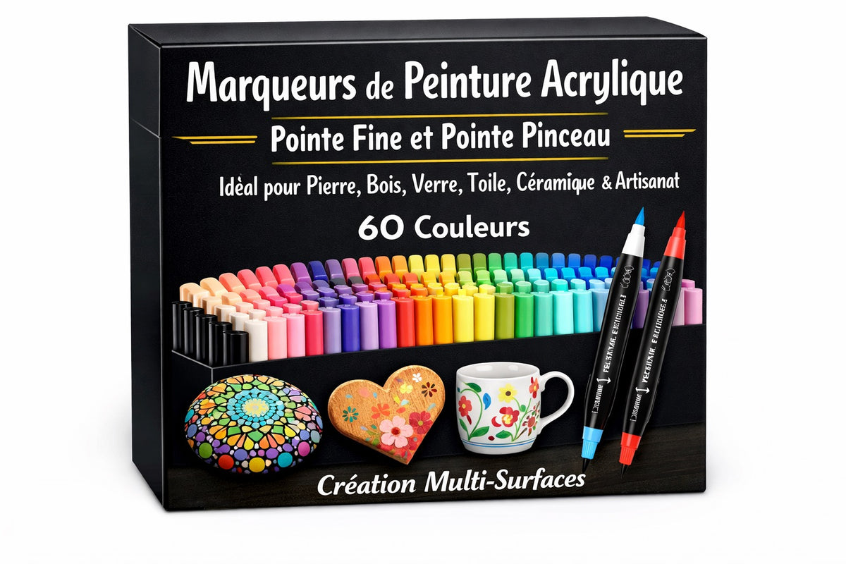 Marqueurs de Peinture Acrylique – 60 Couleurs