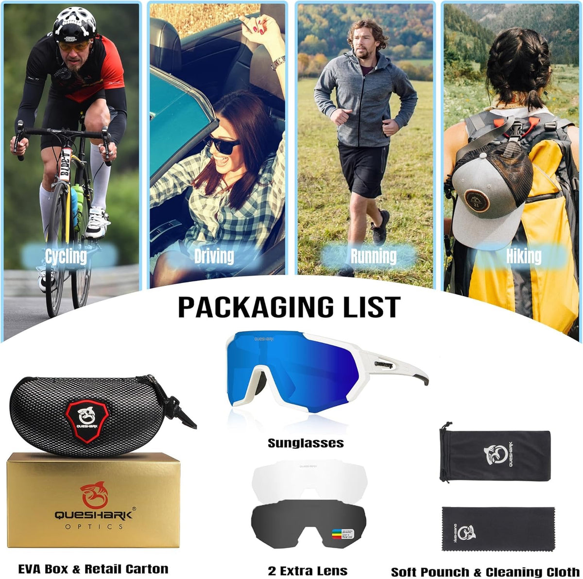 LUNETTES DE SPORT POLARISÉES QUESHARK – ULTRA LÉGÈRES & HAUTE PERFORMANCE ✨