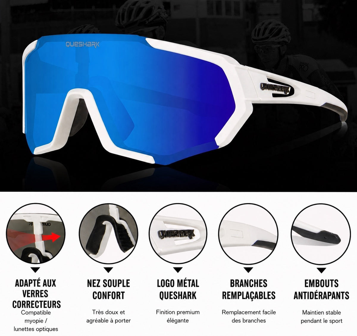 LUNETTES DE SPORT POLARISÉES QUESHARK – ULTRA LÉGÈRES & HAUTE PERFORMANCE ✨