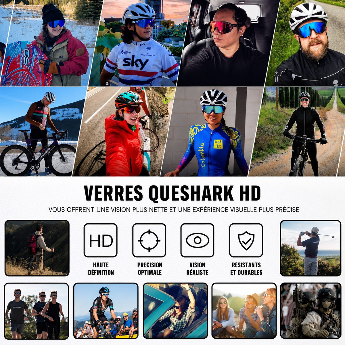 LUNETTES DE SPORT POLARISÉES QUESHARK – ULTRA LÉGÈRES & HAUTE PERFORMANCE ✨