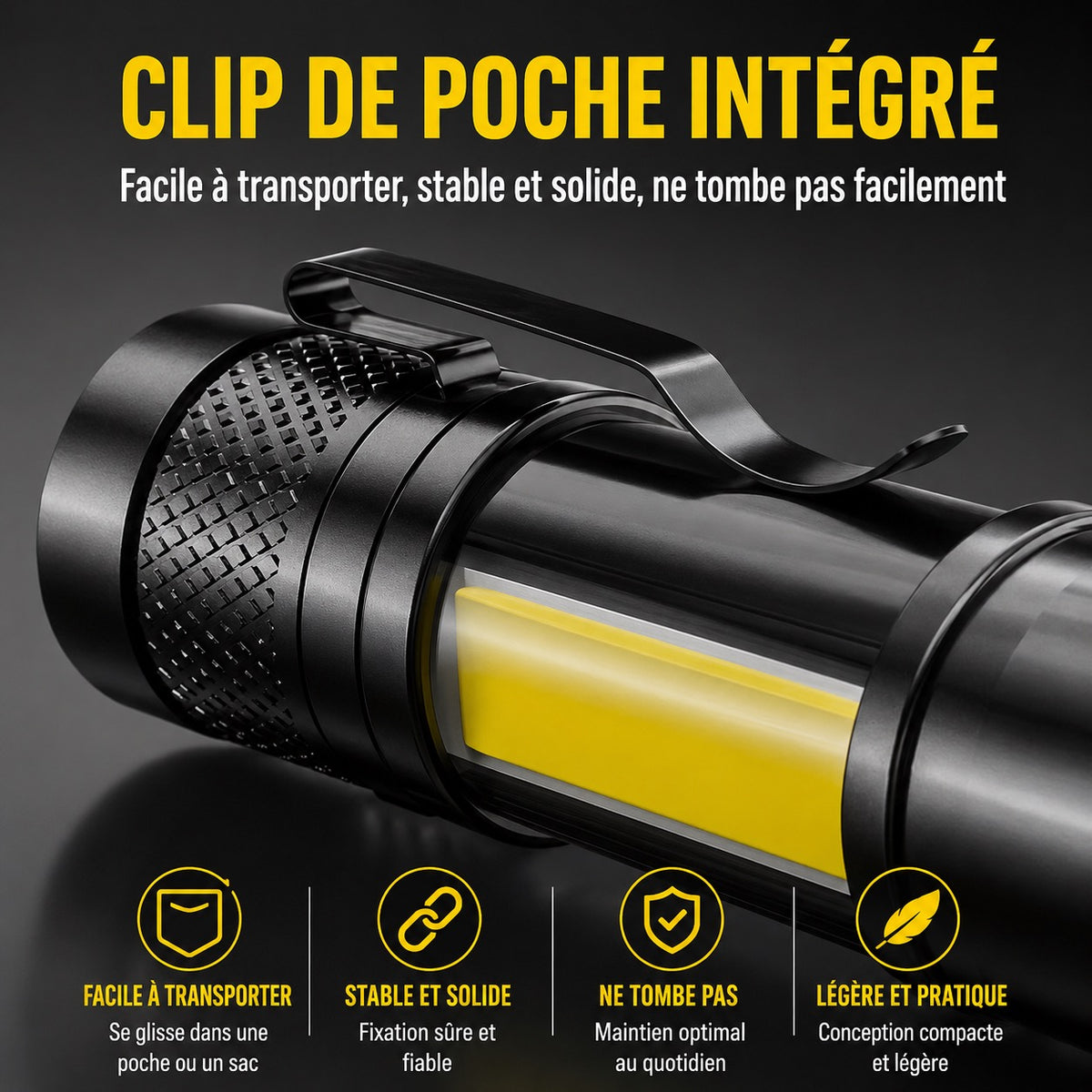 🔦 Lot de 2 Mini Lampes Torches LED Rechargeables USB – Zoom Télescopique – COB Haute Luminosité