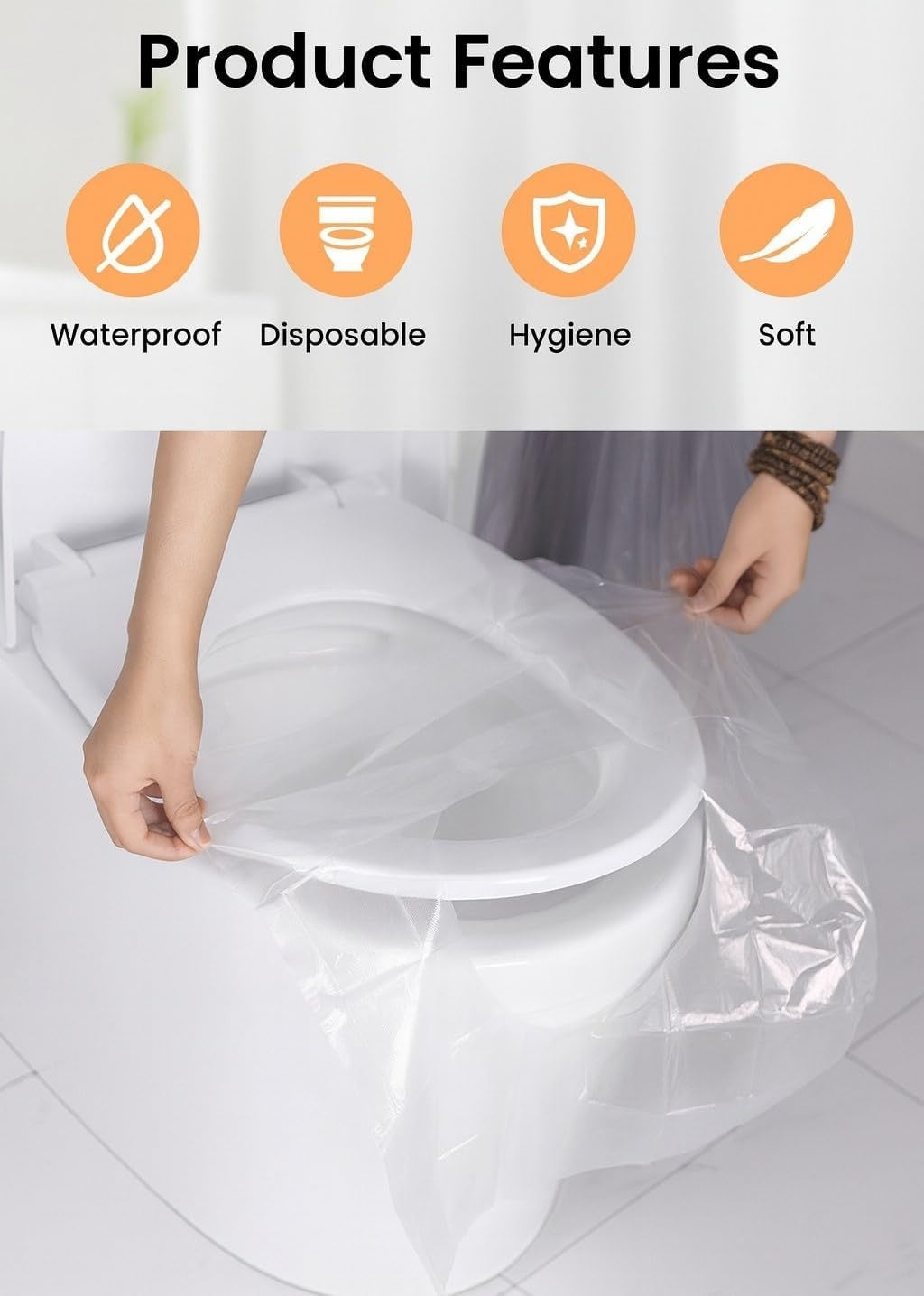 🚻 Housses de siège de toilette jetables – Lot de 50 protections individuelles imperméables