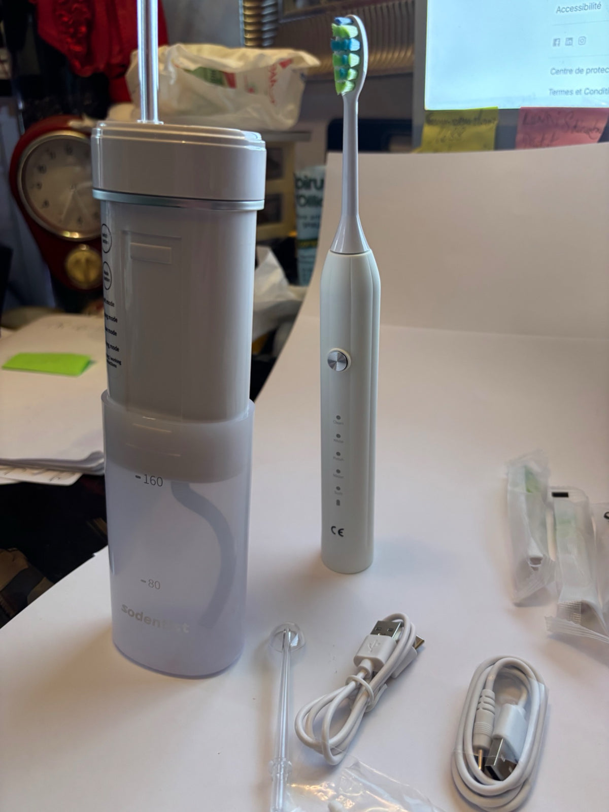 Kit hydropulseur + brosse électrique – nettoyage dentaire pro – neuf