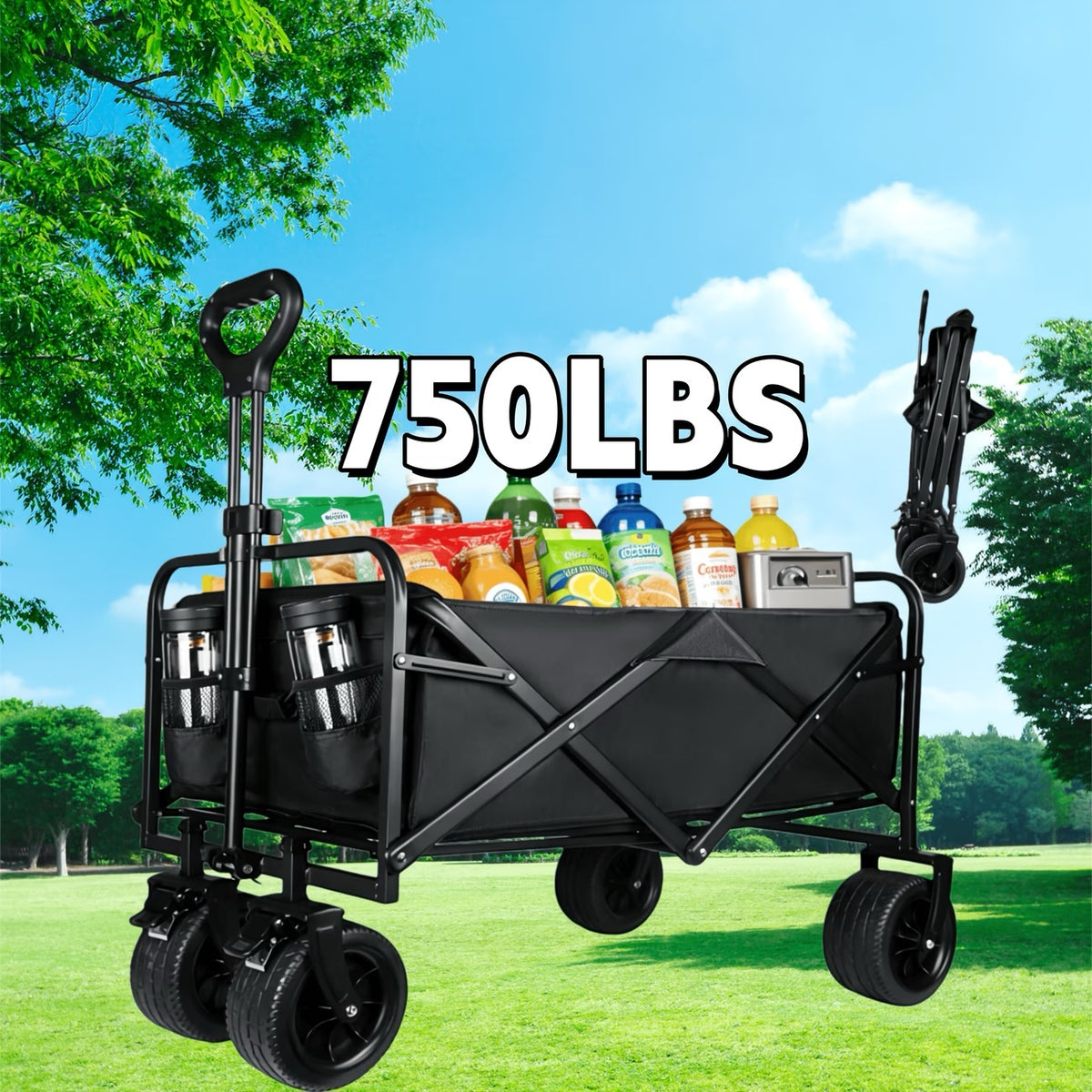 Grand Chariot de Jardin Tout-Terrain Pliable
