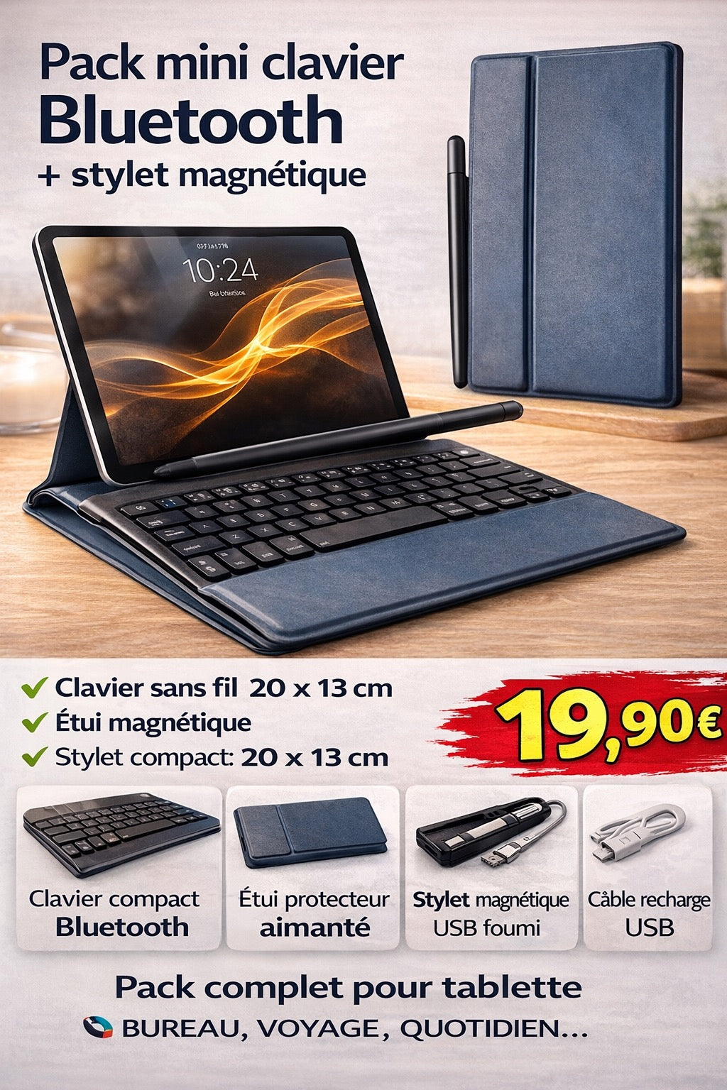 Mini Clavier Bluetooth + Stylet Magnétique
