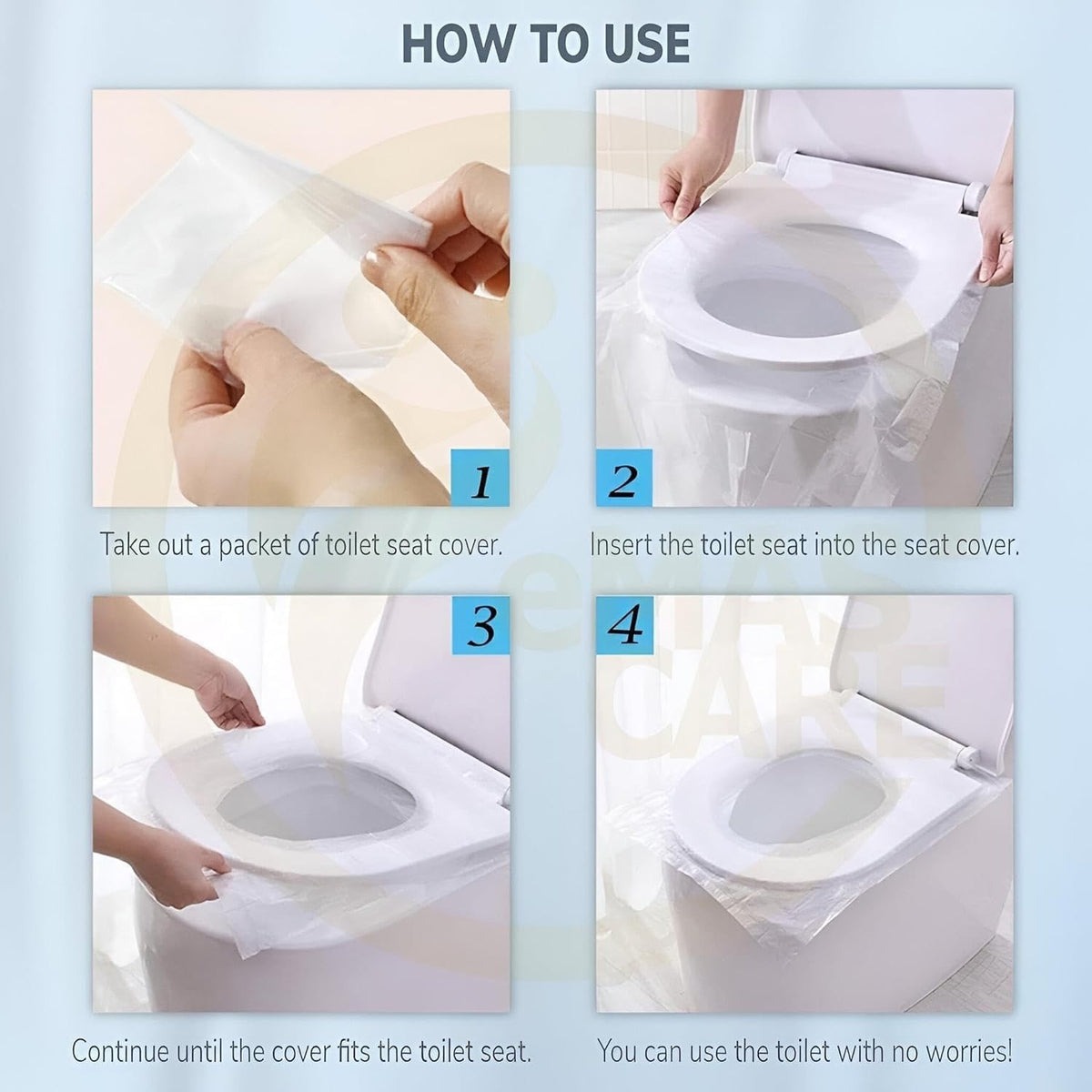 🚻 Housses de siège de toilette jetables – Lot de 50 protections individuelles imperméables