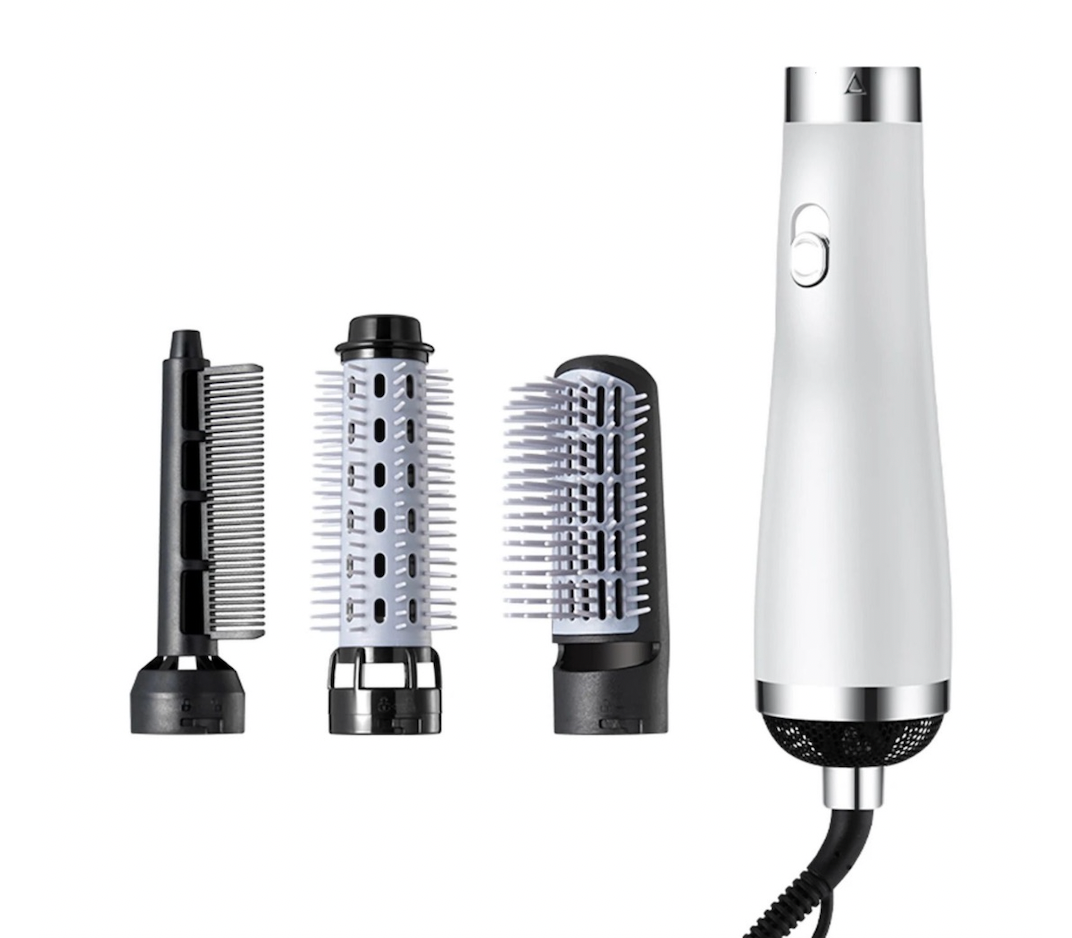 🌸 BROSSE SOUFFLANTE COIFFANTE 4 EN 1 – BLANC ÉLÉGANT 🌸