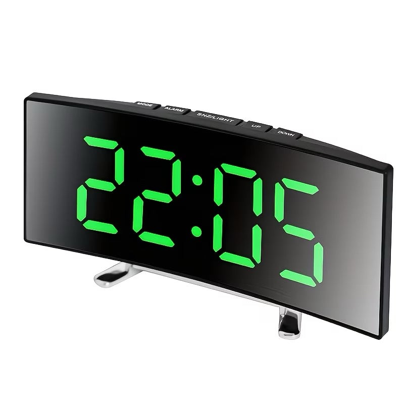 Réveil miroir LED moderne avec affichage courbé