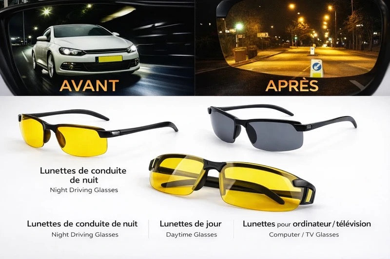 Lot de 3 Lunettes Anti-Éblouissement – Neuves
