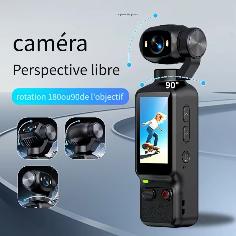 📹 CAMÉRA DE POCHE 4K – OBJECTIF ROTATIF 180°/90° – ÉCRAN HD – ULTRA COMPACTE