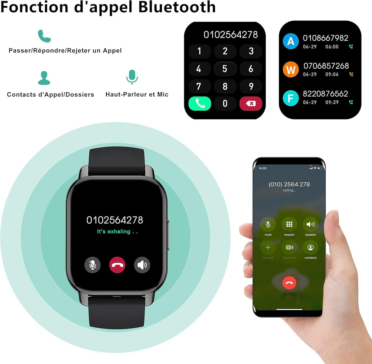 MONTRE CONNECTÉE BLUETOOTH P66 – APPELS SANTÉ –