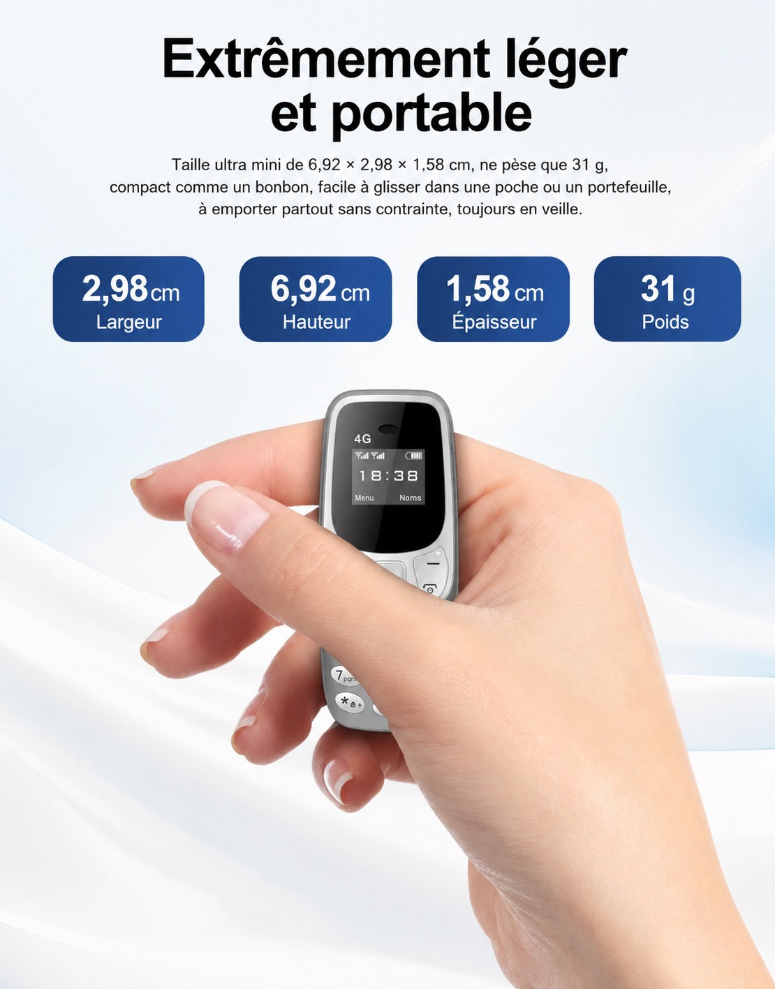 📱 Mini téléphone 4G BM10 Noir & Or – Ultra compact – Double SIM – USB-C – Le téléphone qui se glisse partout !