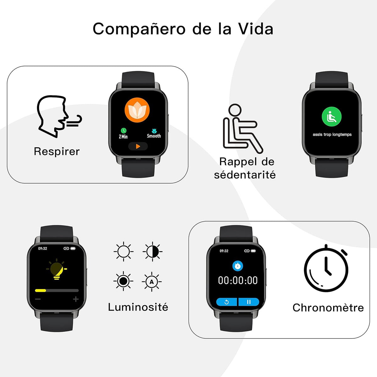 MONTRE CONNECTÉE BLUETOOTH P66 – APPELS SANTÉ –