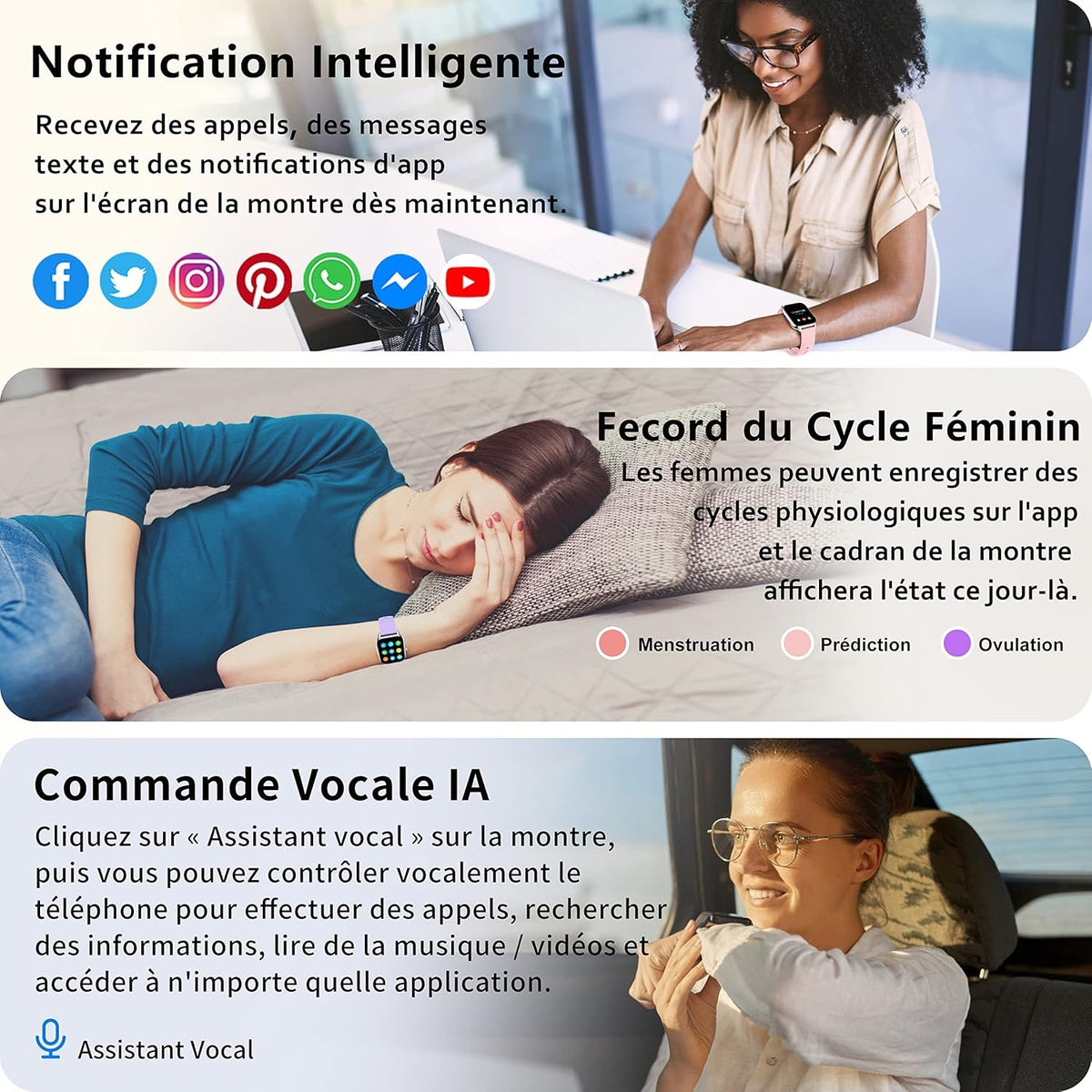 MONTRE CONNECTÉE BLUETOOTH P66 – APPELS SANTÉ –