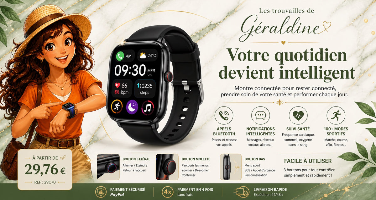 MONTRE CONNECTÉE BLUETOOTH P66 – APPELS SANTÉ –