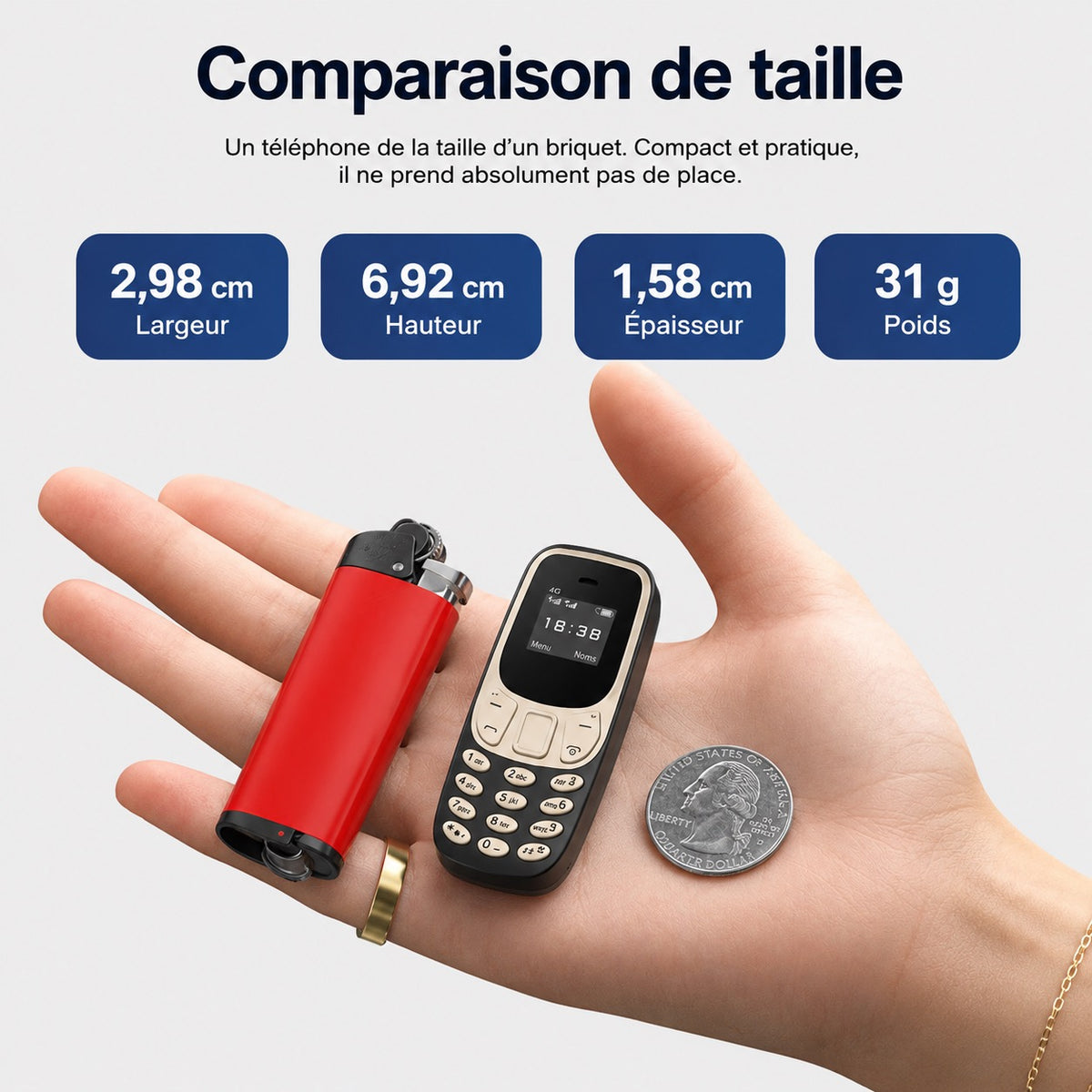 📱 Mini téléphone 4G BM10 Noir & Or – Ultra compact – Double SIM – USB-C – Le téléphone qui se glisse partout !