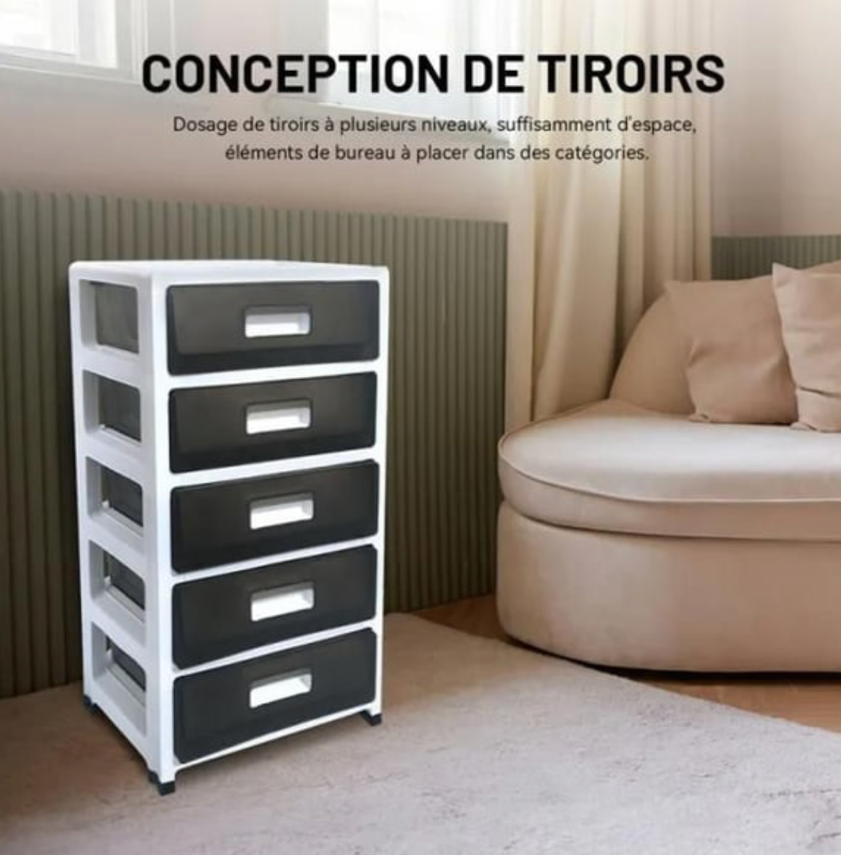 TOUR DE RANGEMENT 5 TIROIRS