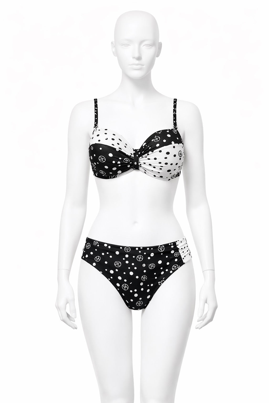 Maillot de bain 2 pièces Noir Blanc – Taille L