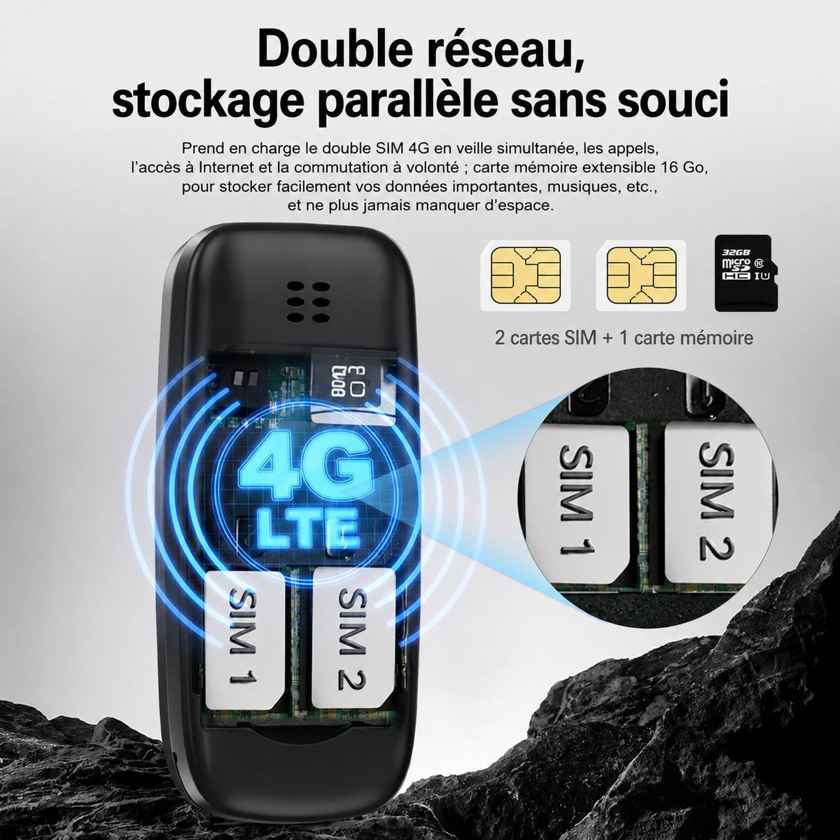 📱 Mini téléphone 4G BM10 Noir & Or – Ultra compact – Double SIM – USB-C – Le téléphone qui se glisse partout !