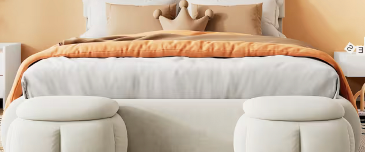 Lit enfant / ado 140x200 velours beige