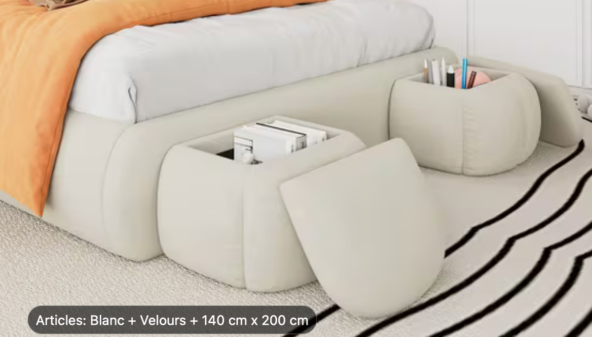 Lit enfant / ado 140x200 velours beige