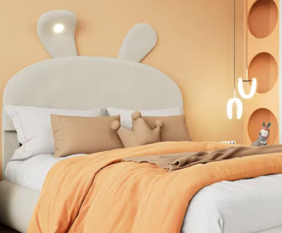 Lit enfant / ado 140x200 velours beige
