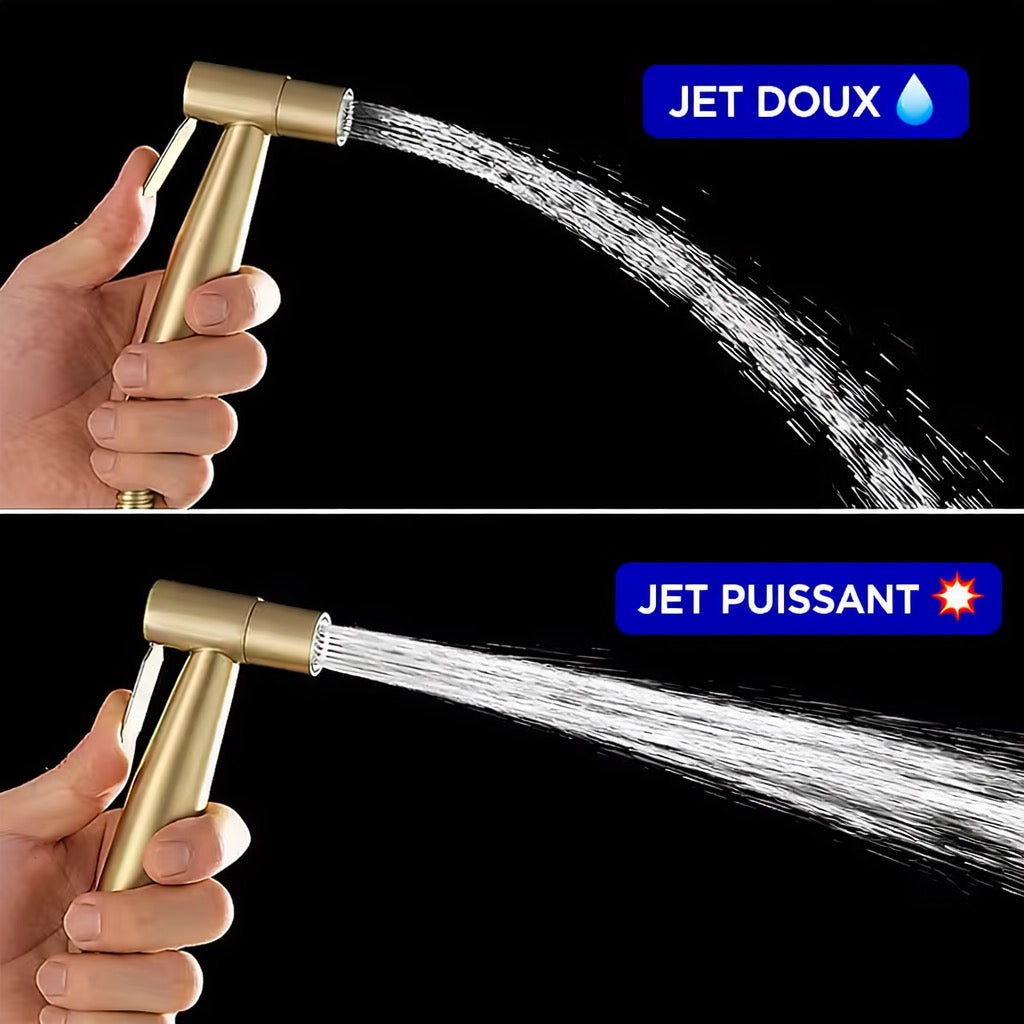 Douchette or haute pression élégante et ultra efficace