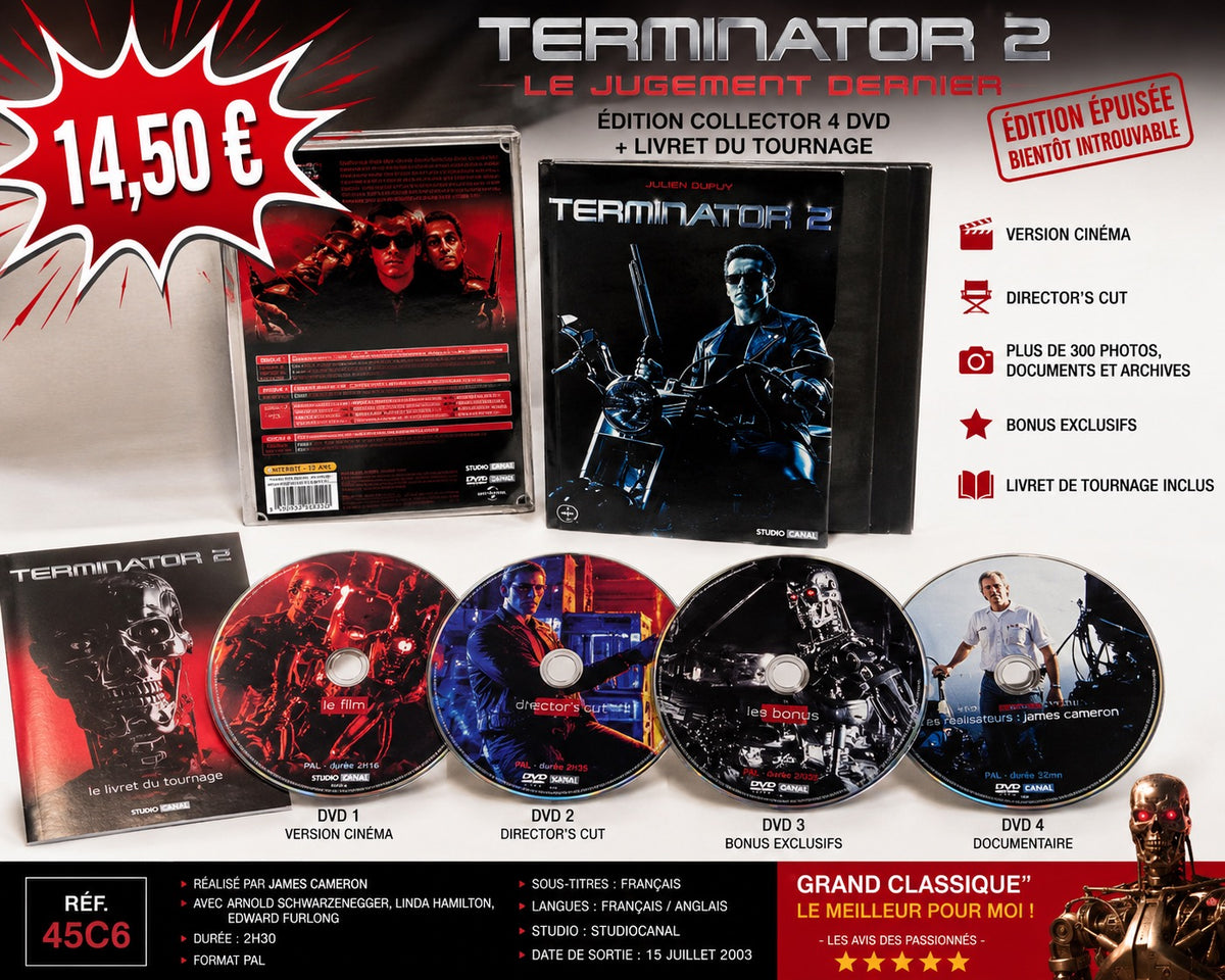 🎬 TERMINATOR 2 – ÉDITION COLLECTOR 4 DVD 🎬