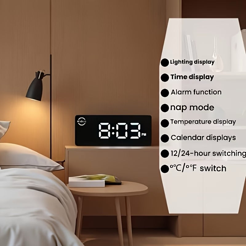 RÉVEIL LED NUMÉRIQUE DESIGN – AFFICHAGE MIROIR