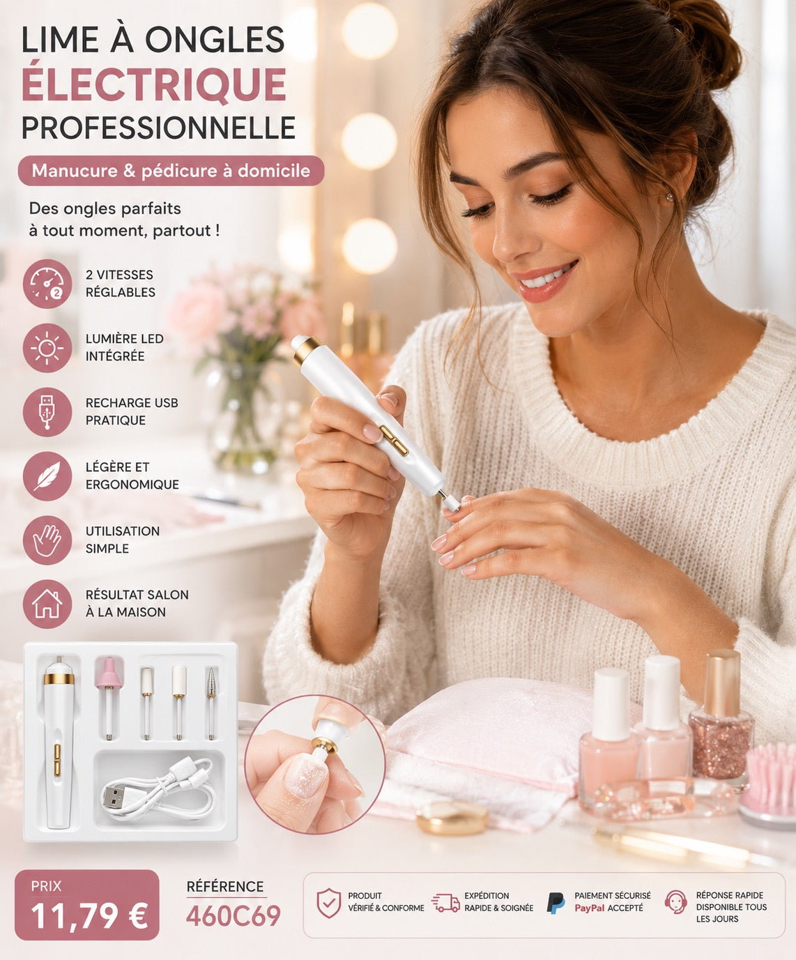 ✨ LIME À ONGLES ÉLECTRIQUE PROFESSIONNELLE USB ✨