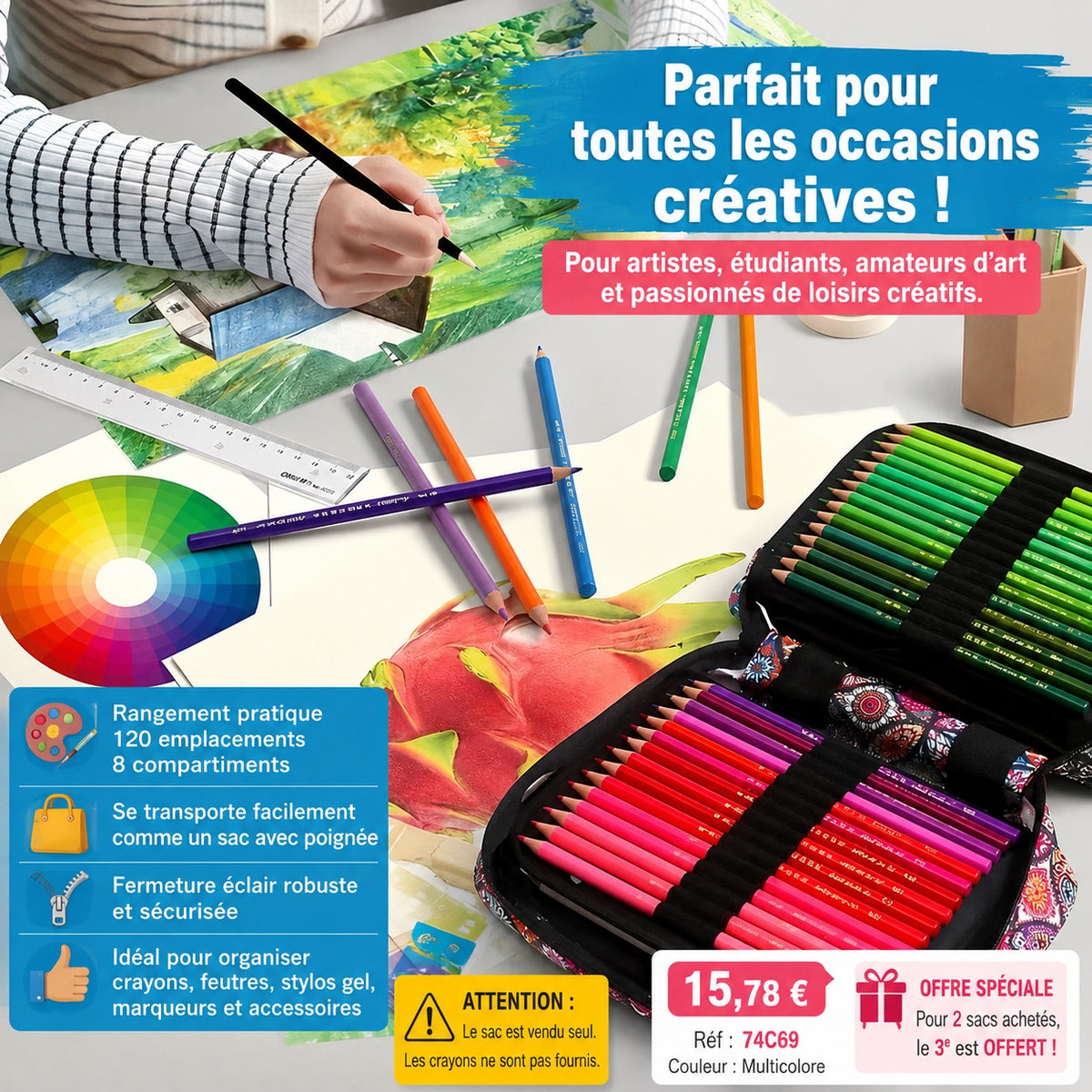 ✨ GRANDE TROUSSE MULTICOLORE – 120 EMPLACEMENTS ✨