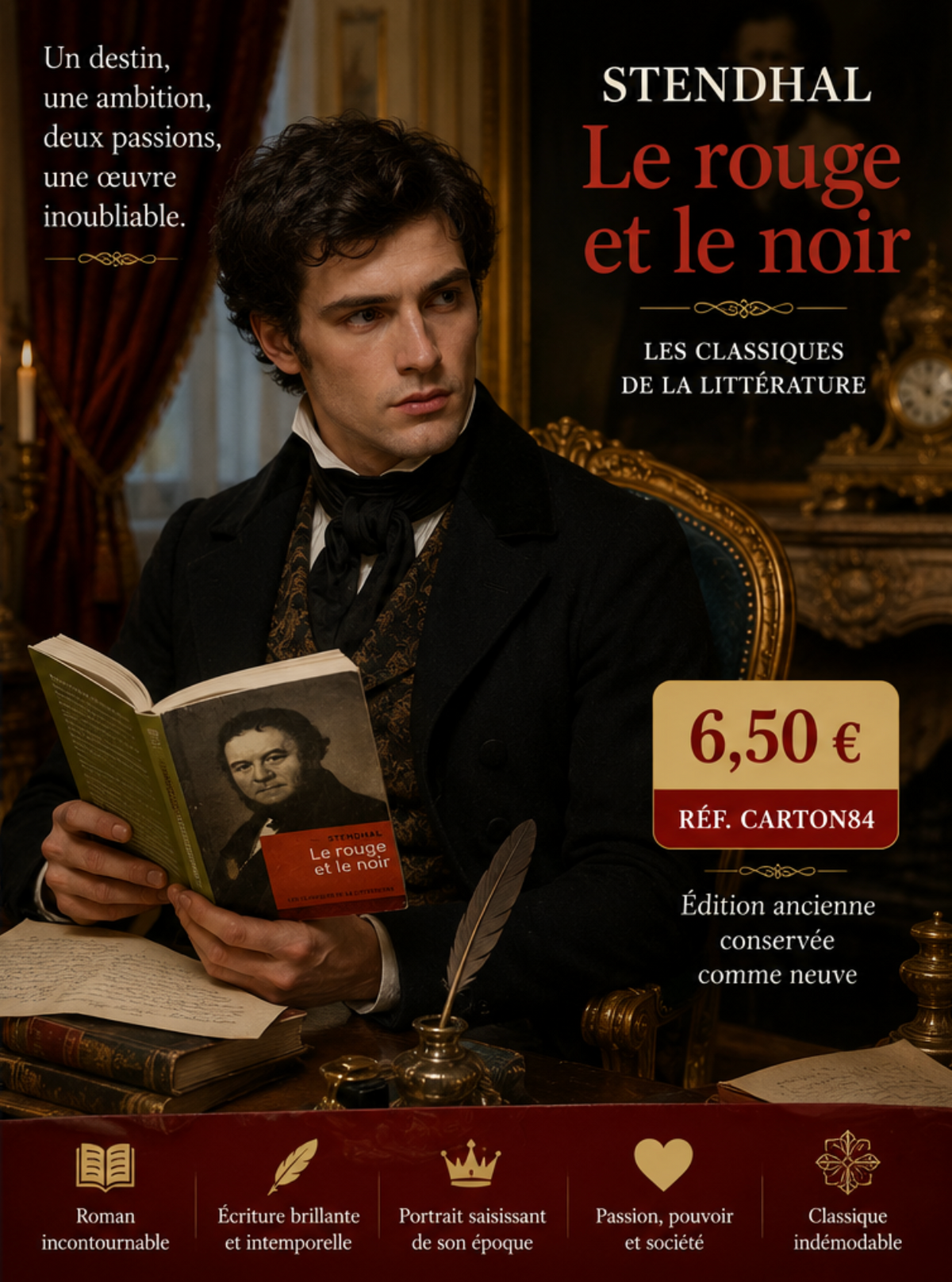 📚 STENDHAL – Le Rouge et le Noir – Édition ancienne – Comme neuf