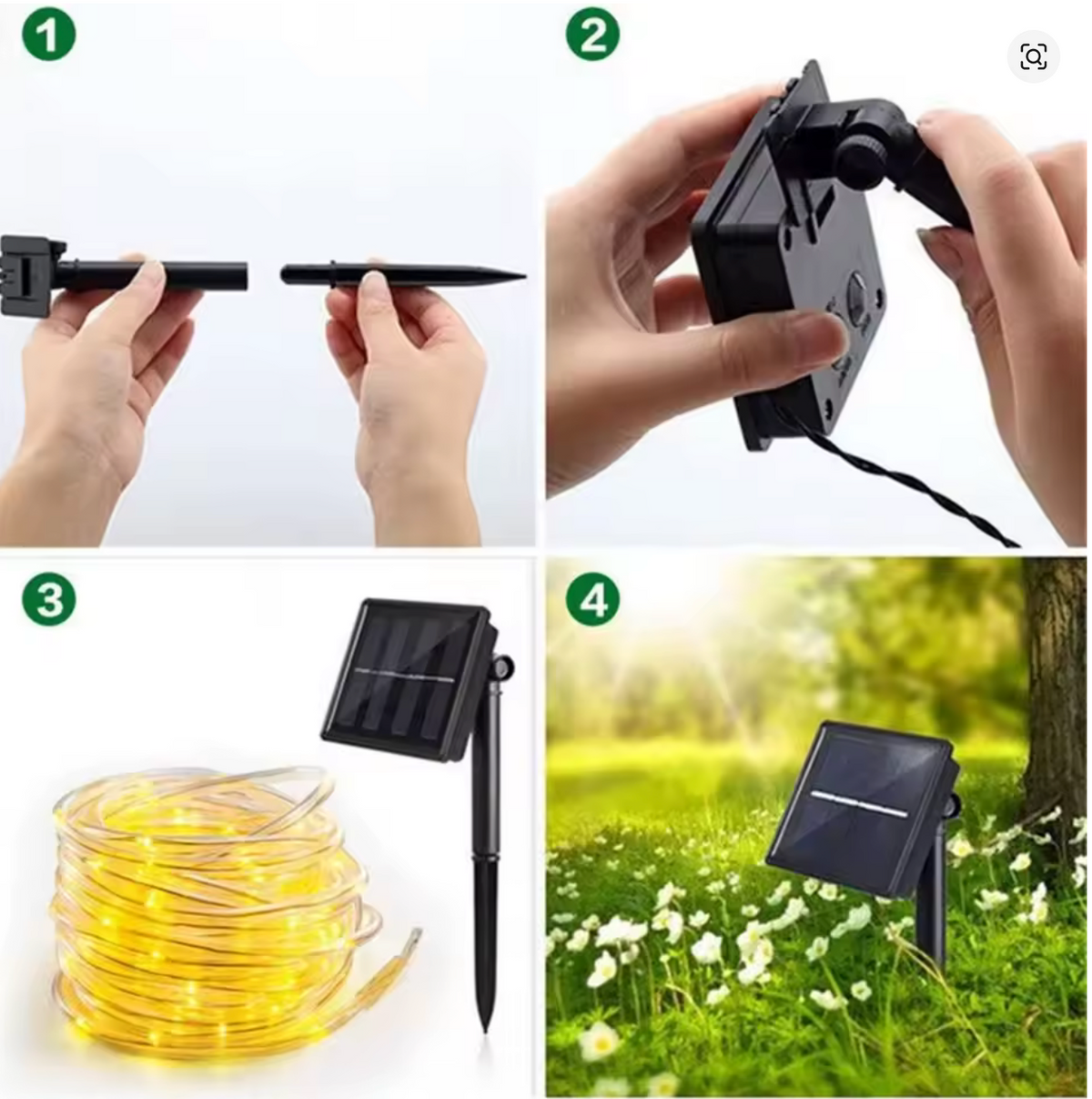 ✨ GUIRLANDE LUMINEUSE SOLAIRE 22 M – 200 LED BLANCHES – ÉTANCHE – 8 MODES D'ÉCLAIRAGE ✨