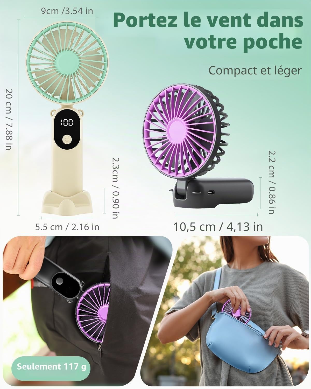 Ventilateur portable rechargeable USB-C STRHAGO Blanc