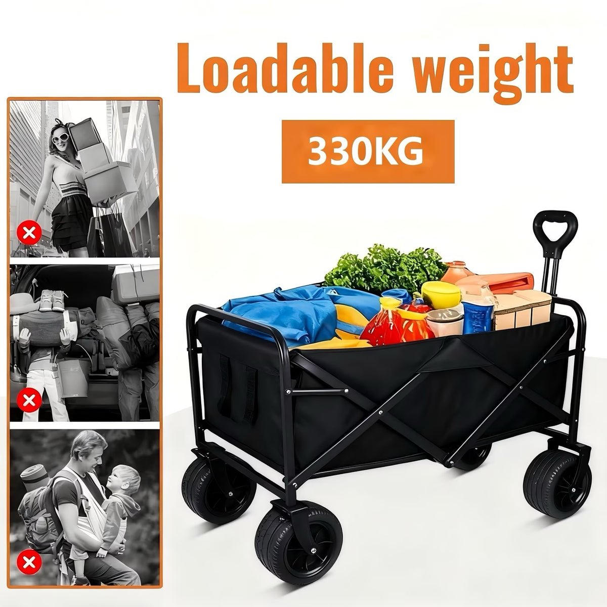 Grand Chariot de Jardin Tout-Terrain Pliable