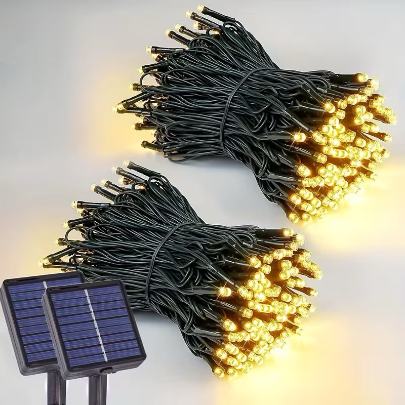 ✨ 2 GUIRLANDES SOLAIRES – 200 LED JAUNE CHAUD ✨