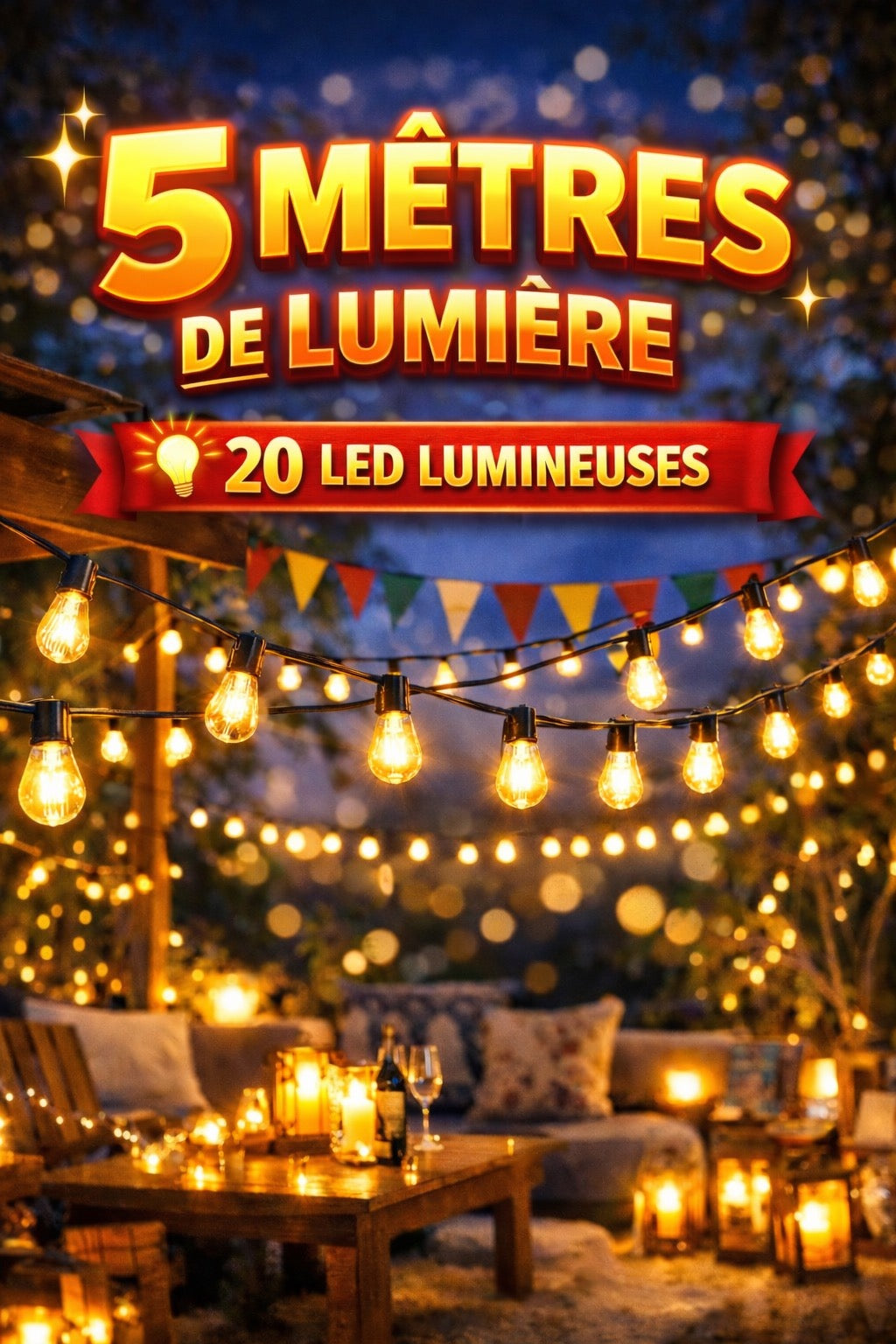 GUIRLANDE LUMINEUSE SOLAIRE 5M