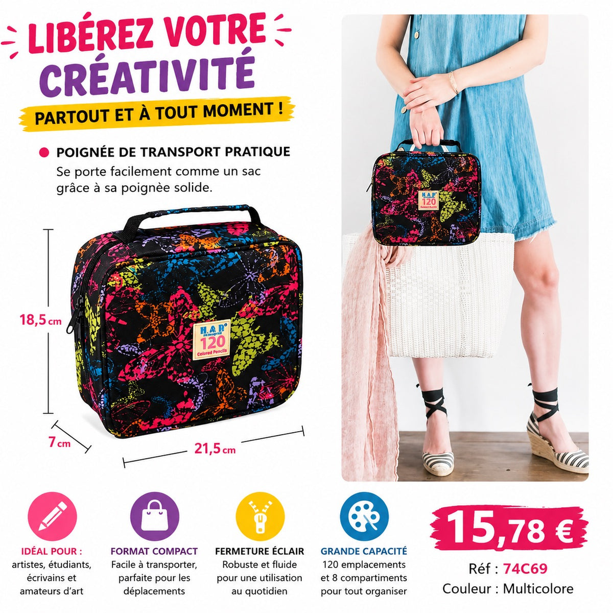 ✨ GRANDE TROUSSE MULTICOLORE – 120 EMPLACEMENTS ✨