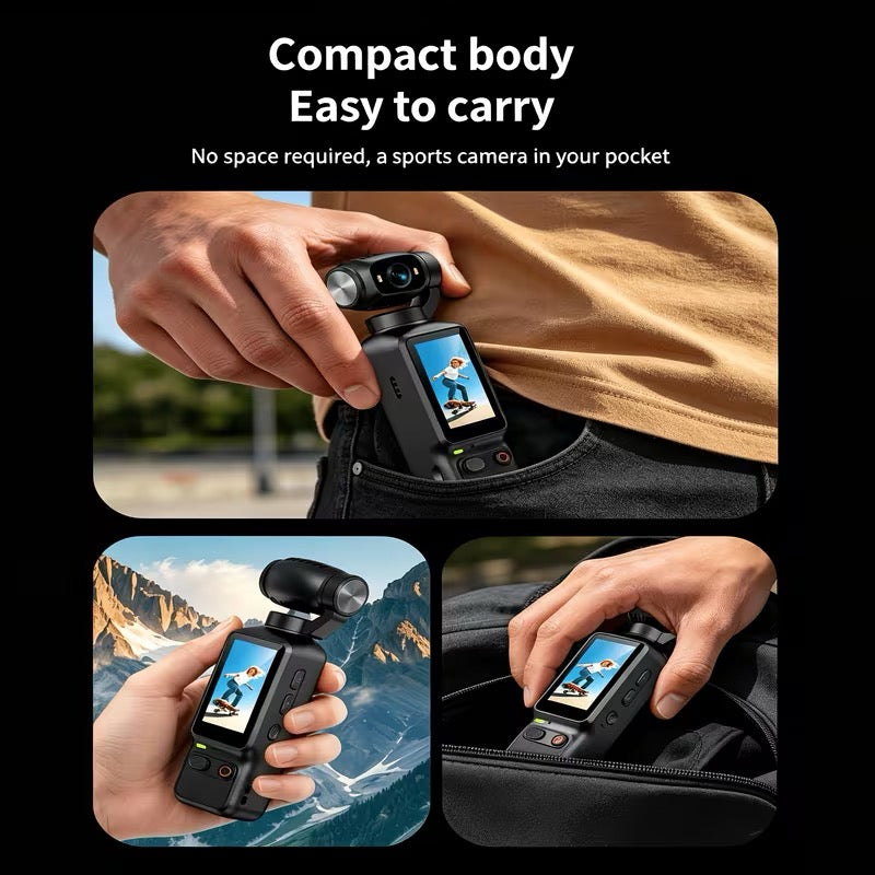📹 CAMÉRA DE POCHE 4K – OBJECTIF ROTATIF 180°/90° – ÉCRAN HD – ULTRA COMPACTE