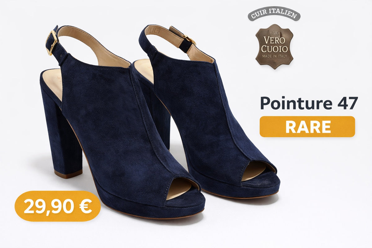 🔥 Escarpins bleu nuit cuir italien – Pointure 47 – Talon 12 cm 💙 👉