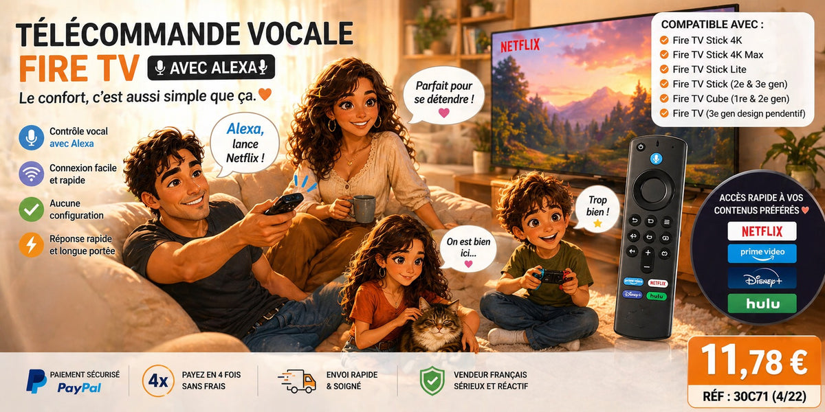TÉLÉCOMMANDE VOCALE FIRE TV – RAPIDE &amp; COMPATIBLE