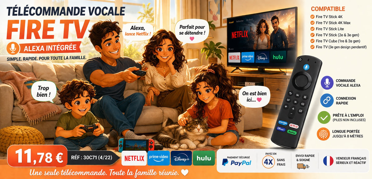 TÉLÉCOMMANDE VOCALE FIRE TV – RAPIDE &amp; COMPATIBLE
