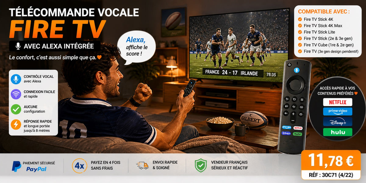 TÉLÉCOMMANDE VOCALE FIRE TV – RAPIDE &amp; COMPATIBLE
