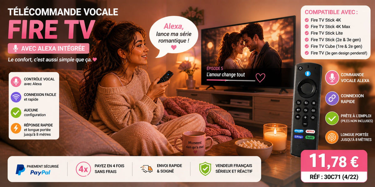 TÉLÉCOMMANDE VOCALE FIRE TV – RAPIDE &amp; COMPATIBLE