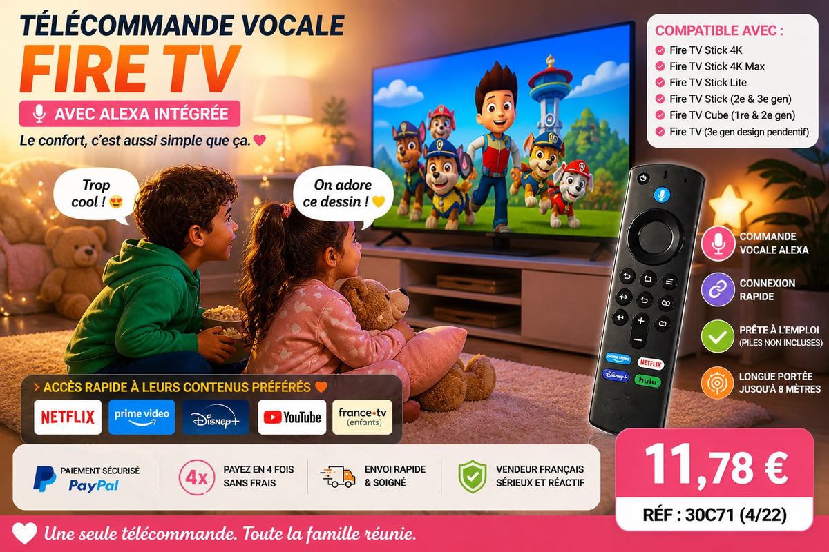 TÉLÉCOMMANDE VOCALE FIRE TV – RAPIDE &amp; COMPATIBLE