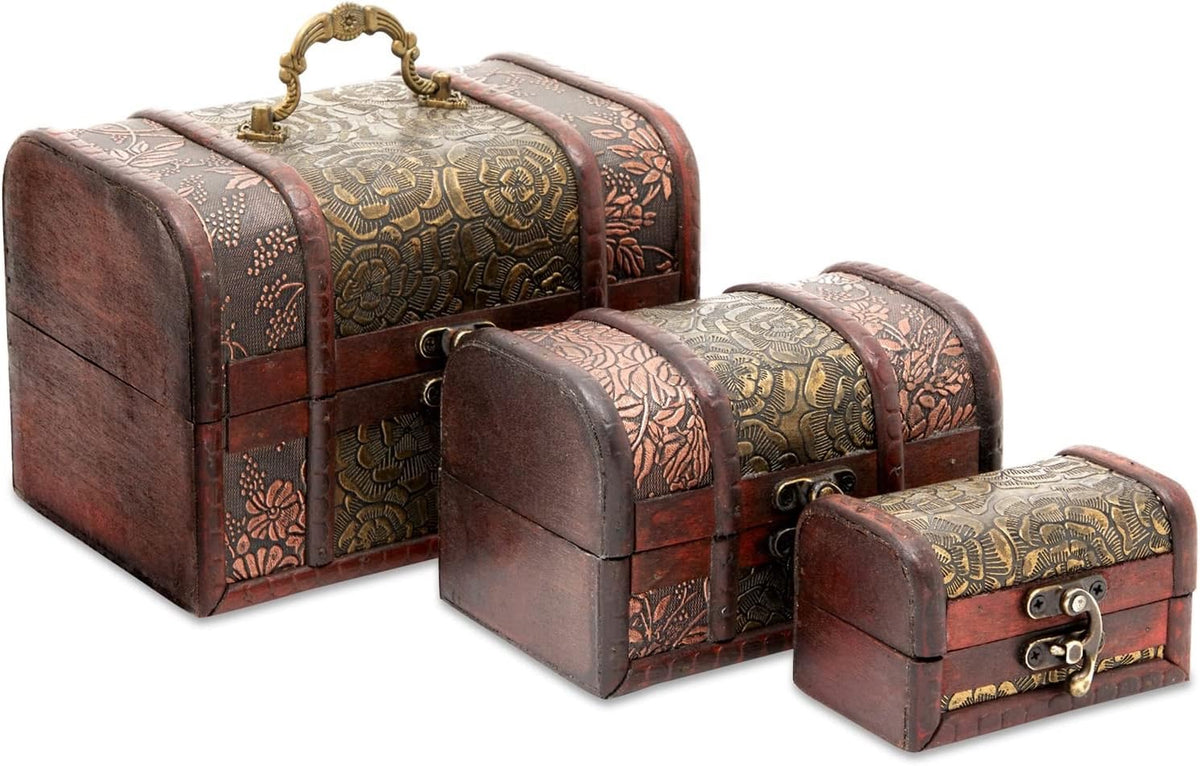 TROIS magnifiques coffrets en bois