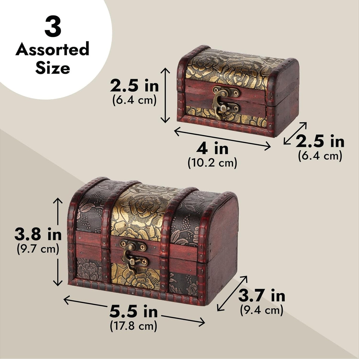 TROIS magnifiques coffrets en bois