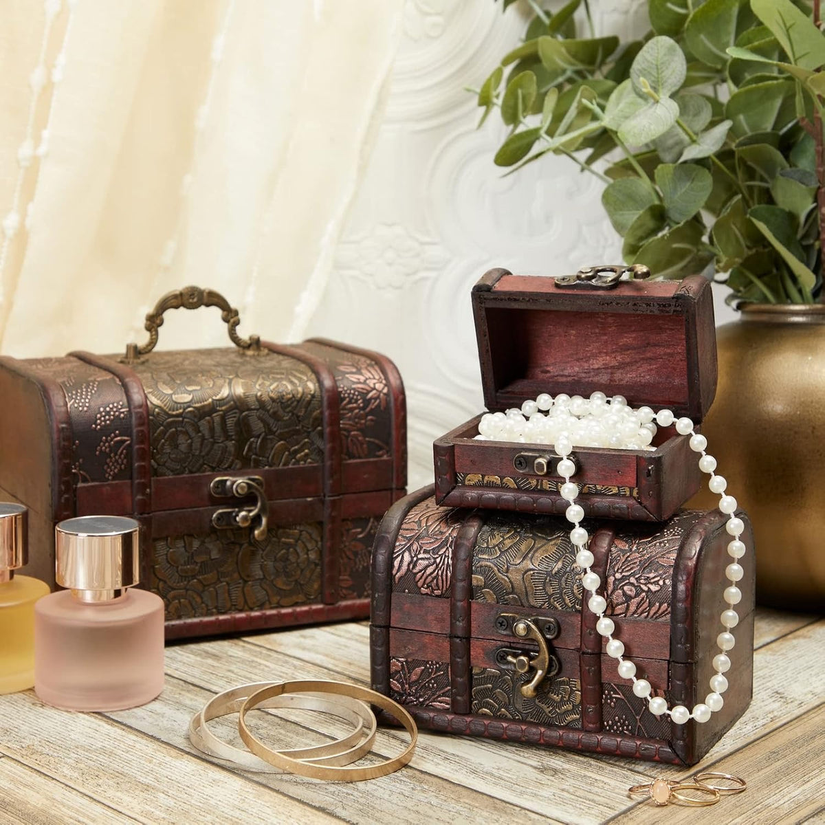 TROIS magnifiques coffrets en bois