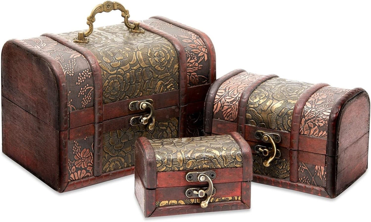 TROIS magnifiques coffrets en bois