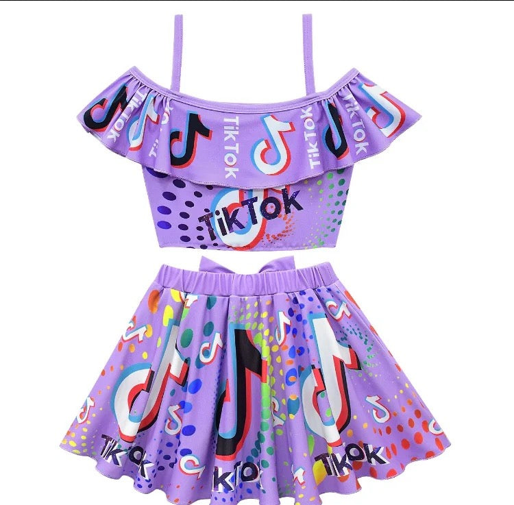 🌸 Ensemble de bain 2 pièces TikTok® pour fillette – Taille 140 – Neuf